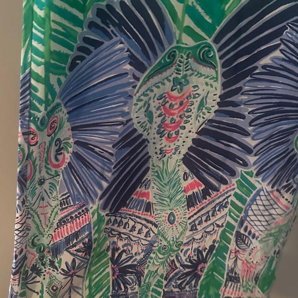 Lilly Pulitzer Green and Blue Lolani Pants 100% silk - Picture 3 of 10
